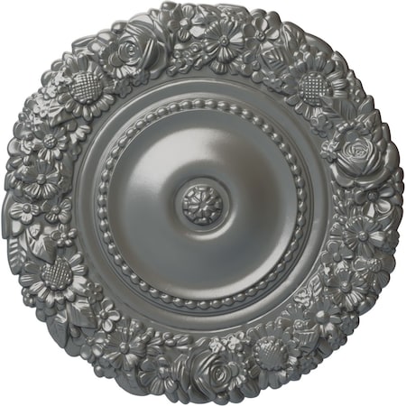 Ekena Millwork Marseille Ceiling Medallion (Fits Canopies up to 7 3/8"), Hand-Painted Silver, 21"OD x 2"P CM21MASLS
